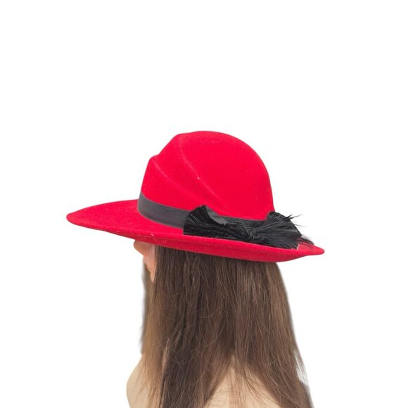 Vintage Red/Black Doeskin Felt 100% Wool Hat Geo Bollman Co. USA Made main image 11